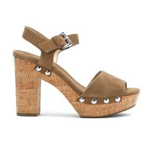 MICHAEL Michael Kors Hayden Suede Platform Sandal in Desert Size 11